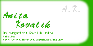 anita kovalik business card